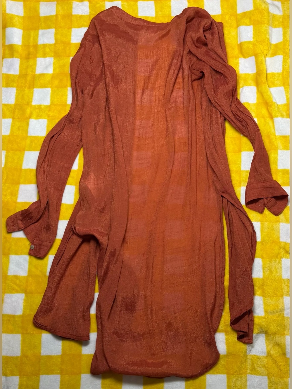 Rust-Orange Long-Line Duster Cardigan - Picture 3 of 3
